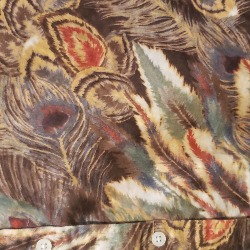 Lauren Ralph Lauren Peacock Feather Print Longsleeve Button Down Blouse Small - Picture 2 of 10